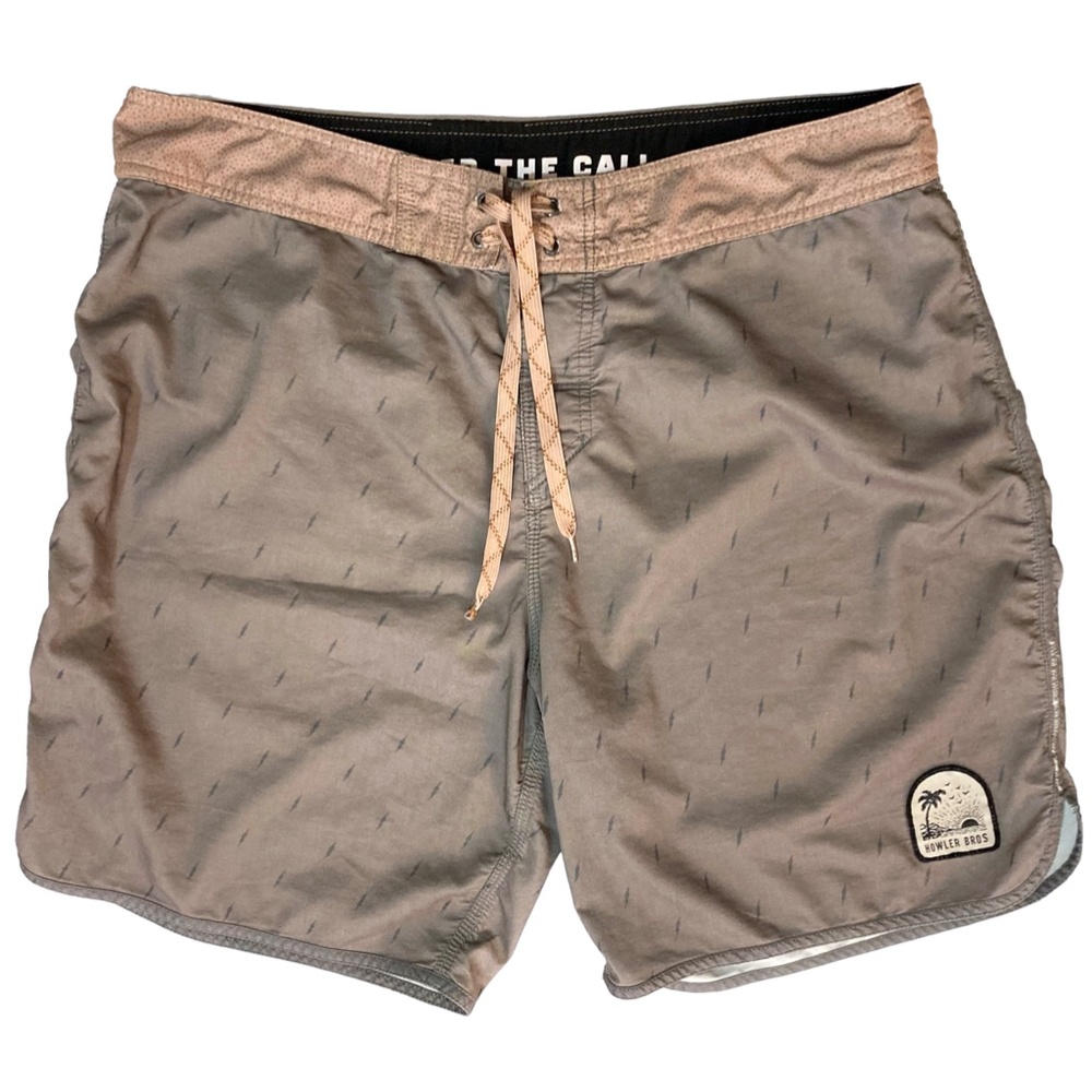 HOWLER BROS Brown Print Lace Up Board Shorts Austin TX